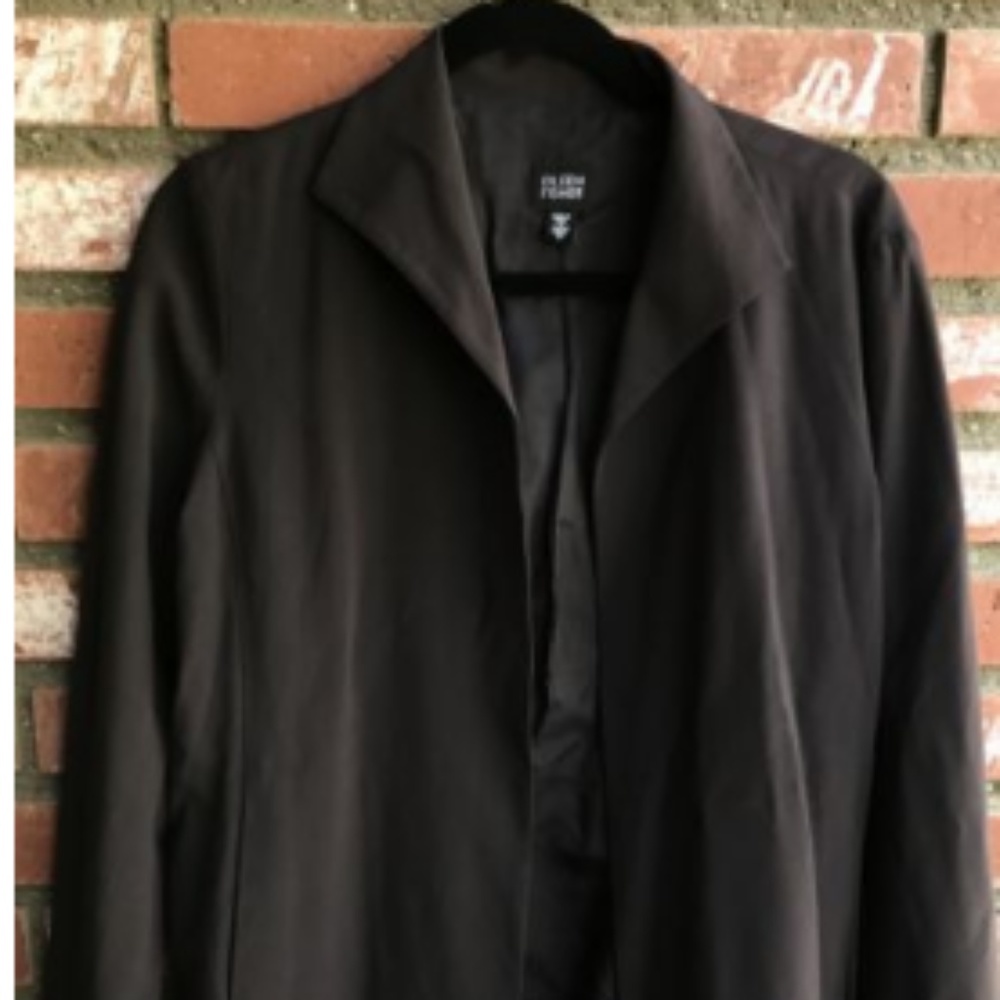Eileen Fisher Women Black Open Jacket Wool blend